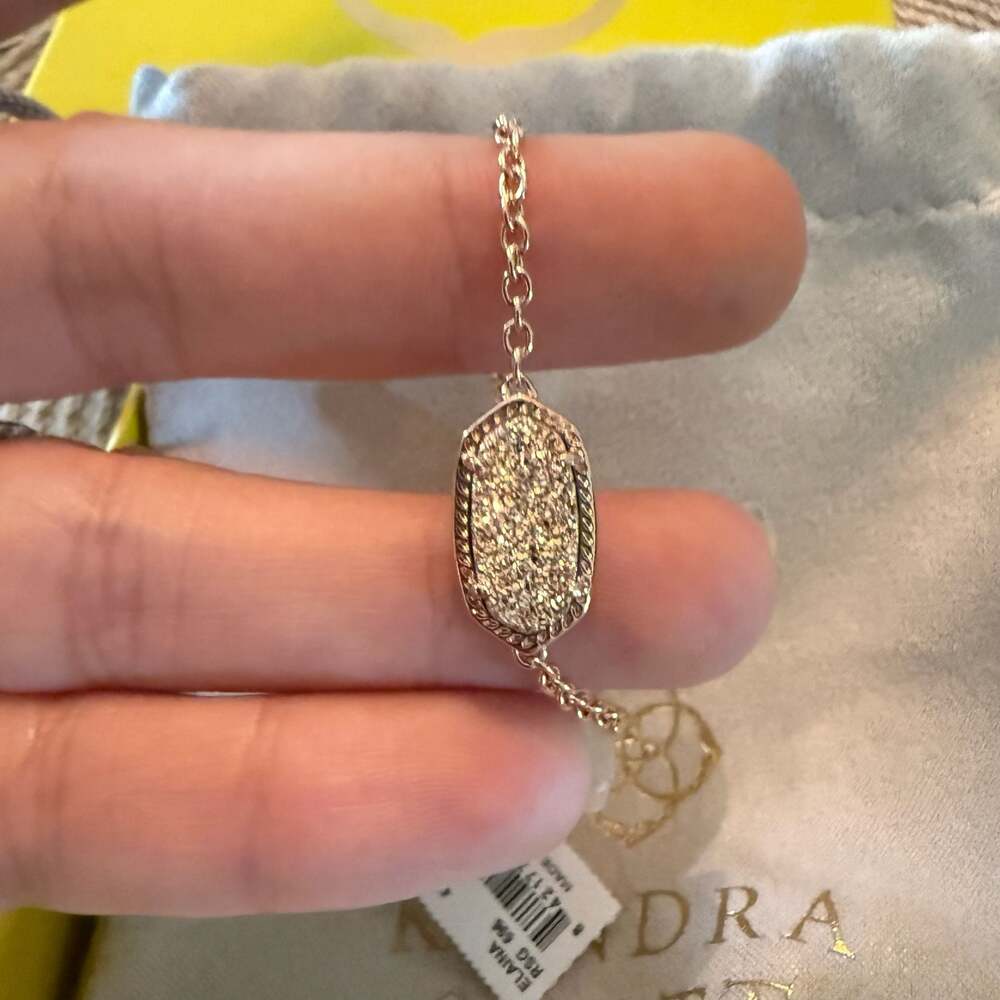 Kendra Scott Elaina Rose Gold Adjustable Chain Bracelet in Rose Gold Drusy